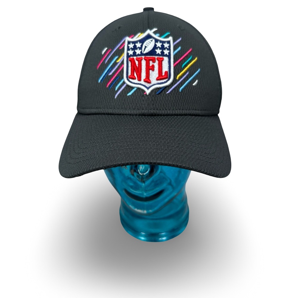 New Era NFL Crucial Catch Stretch Fit Hat Gray Medium Large Intercept Cancer